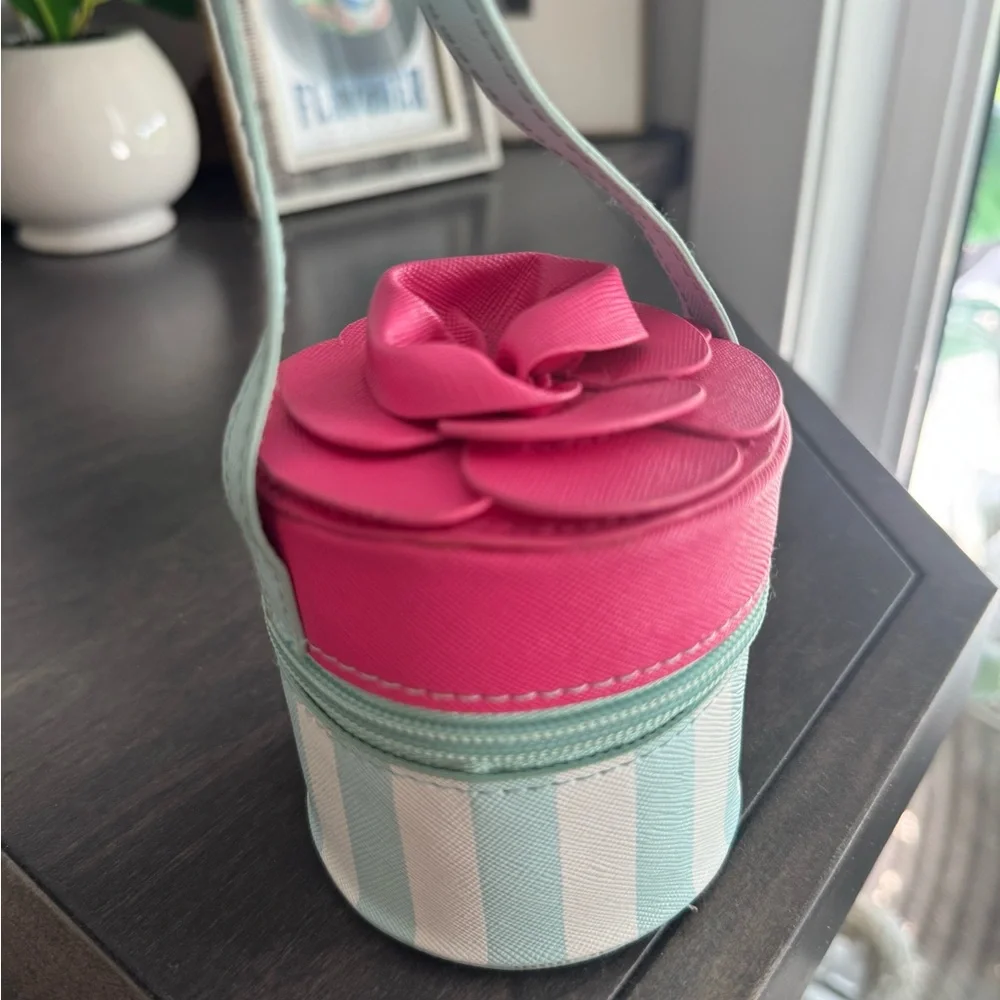 Pink and Mint Striped Round Child’s Purse Handbag